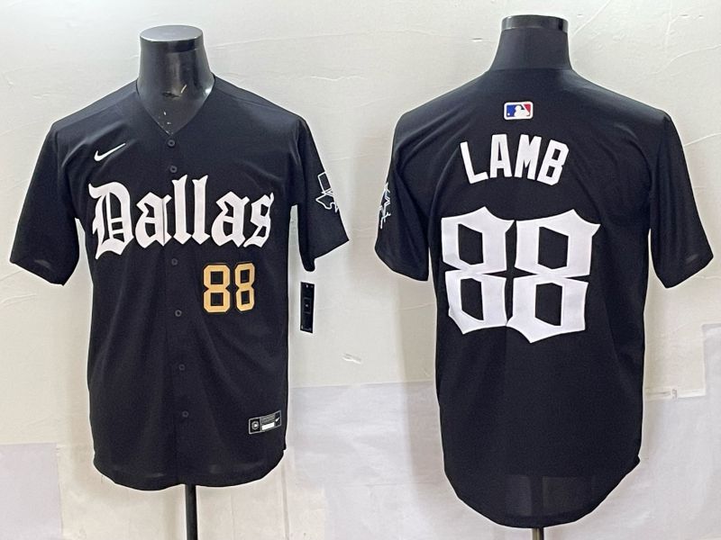 Men 2025 Nike Dallas Cowboys 88 Lamb Black 5th generation Joint Name Limited NFL Jersey 04
